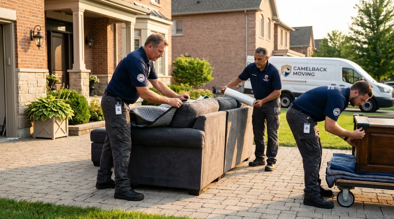 Large estate moving crew wrapping furniture in Ferndale, CA